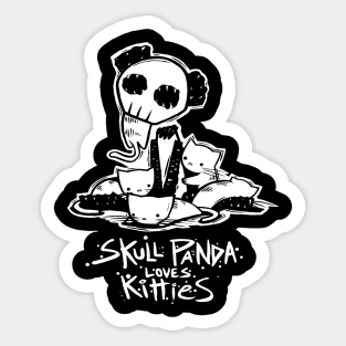 Skull Panda Loves Kitties Sticker